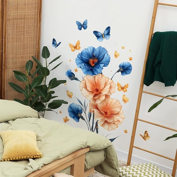 TUOKING Flowers Wall Stickers Decor,Removable Wall Murals Peel and Stick Modern Wall Art Decal Home Decor for Kitchen,Bedroom,Living Room(h28)