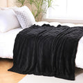 Black Fleece Throw Blanket 50”×70” for Couch Sofa Bed,Super Soft Cozy Plush Microfiber Flannel Blanket with 3D Checkered Design Lightweight for Adults,Woman,Girls