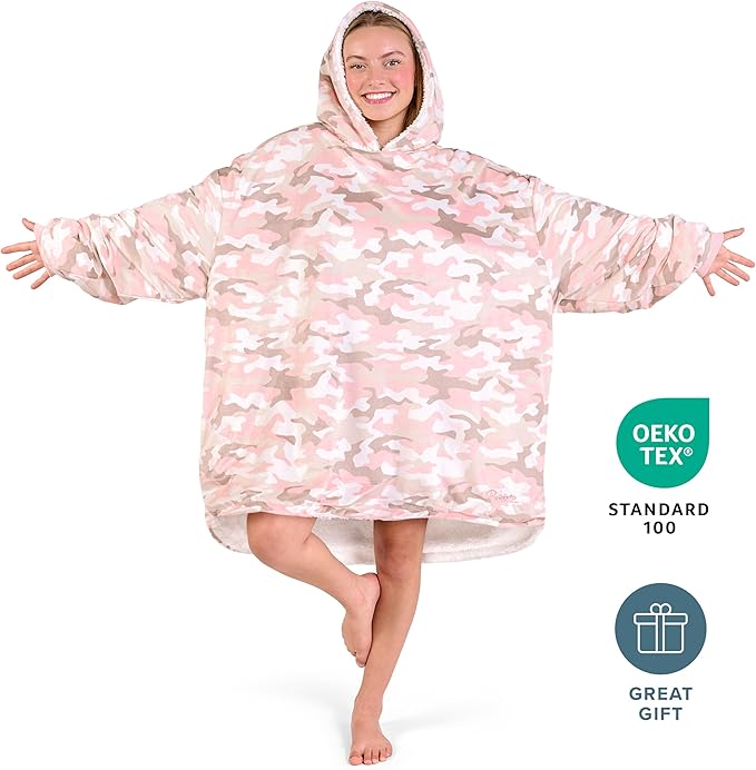 Bare Home Wearable Blanket Hoodie - Soft Plush Sherpa - Warm and Cozy - Oversized Wearable Blanket - Adult & Kid Sizes