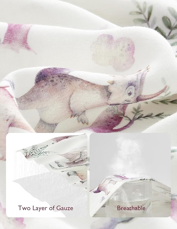 Momcozy Muslin Swaddle Blankets, Breathable and Skin-Friendly Muslin Swaddle, Baby Wraps Shower Gifts & Baby Registry Essentials, Large 47"x47", Jungle Dinosaur