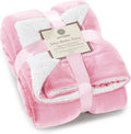 Genteele Sherpa Throw Blanket Super Soft Reversible Ultra Luxurious Plush Blanket, 60 x 80 inches, Pink/White
