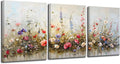 SERIMINO Large Wall Art for Living Room Canvas Prints, Nature Floral Botanical Wall Art Set 3 Piece Farmhouse Decor, Misty Flowers Modern Home Decor Paintings for Bedroom Bathroom 20"X28"