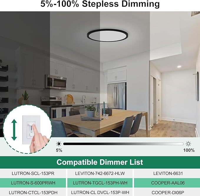 Brightever Black LED Flush Mount Ceiling Light Fixture, 12 Inch 24W, Super Slim 0.67 Inch 3200LM LED Ceiling Lights, Dimmable & 2700K-6500K 5 Color in One Ceiling Lamp for Bedroom, Hallway, 4-Pack