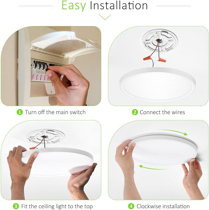 1Pack LED Flush Mount Ceiling Light, 7 Inch 1500LM 15W Thin Round Ceiling Light Fixture, 3000k/4000k/6500k 3 Color Adjustable Ceiling Lamp for Bathroom,Closet,Hallway(White)