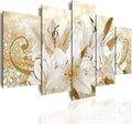 LUDUHU Golden Orchid Flowers Canvas Print - Abstract Floral Wall Art Painting Decor for Home Decoration, Contemporary White Floral Artwork Picture Bedroom Wall Art Decor (E,Oversize 40x20inch)