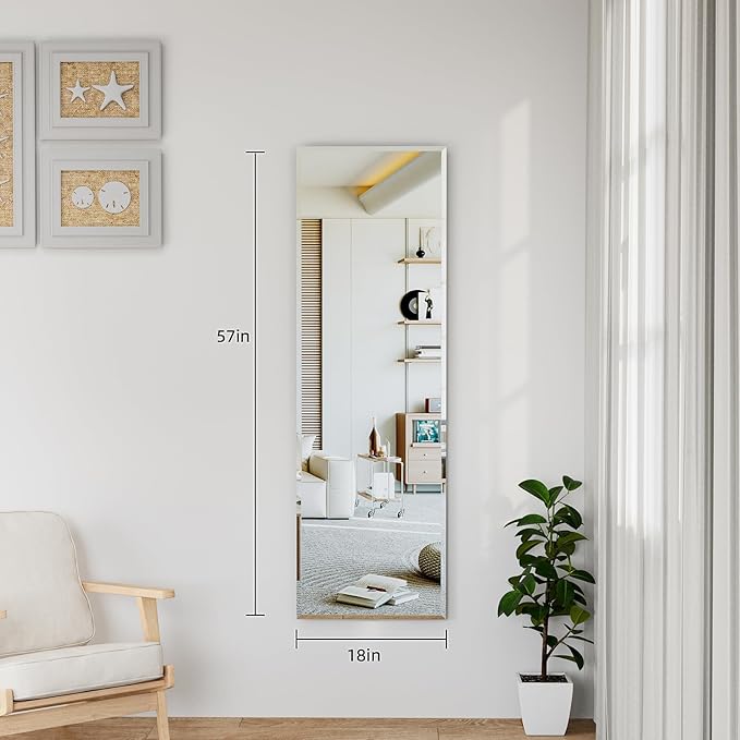 wall Mirror Full Length,57X18 FullL ength Mirrorwallmounted,Bedroom/wall/Bathroom/Makeup Area/Cloakroom (57 * 18 Inch)