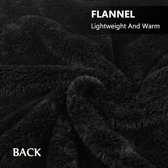 forestfish Fleece Wearable Blanket, Plaid Lap Blanket Comfy Poncho Throw with Buttons for Bed Sofa Office, Black-White