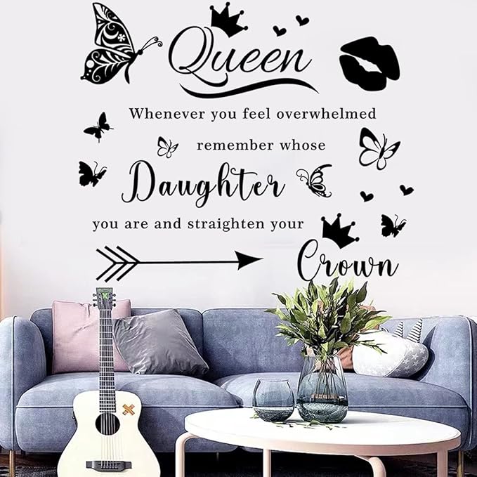 Wall Sticker Room Decor Vinyl Wall Decals Sayings Art Lettering Wall Stickers & Murals Queen Inspirational Wall Decor Sticker for Teen Girls Bedroom Living Room Wall Quotes Stickers Home Decorations.