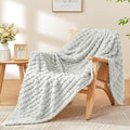 BEDELITE Light Grey Throw Blanket for Couch and Bed- Super Soft and Warm 3D Checkered Fluffy Fuzzy Fleece Blanket, Luxurious Plush Cozy Blanket for Room Decor Fall and Winter, 50x60 inches