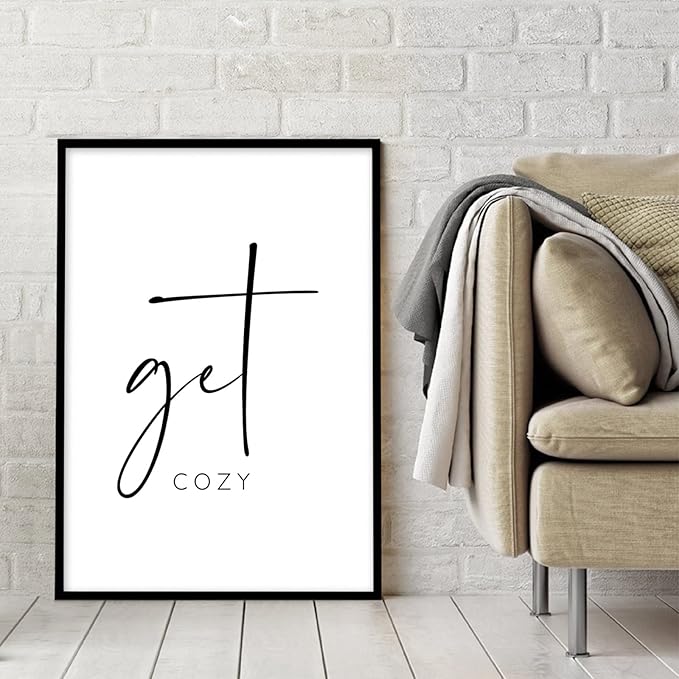 Pennclys Get Cozy Wall Art Decor Stay Awhile Sign Canvas Above Bed Wall Art Guest Bedroom Decor Lets Stay in Bed Pictures Modern Painting Artwork for Living Room Guest Room 16x24x2 Inch Unframed