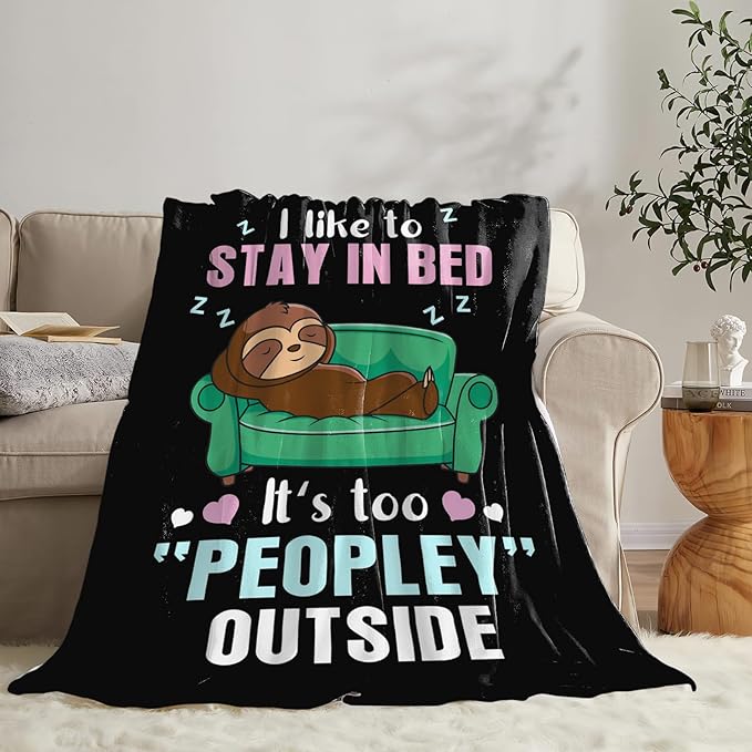 Funny Sloth Throw Blanket Sloth Gifts for Girls Boys Women Men Kids Adults Soft Flannel Fleece Blanket for Couch Sofa Bed Home Decor 50"x60"