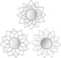 Silver Mirrors for Wall, 9 inch Metal Flower Mirrors Home Valentine Decoration, Valentine Wall Art Decorative Mirror Small Mirror for Living Room Bedroom, Entrance Set of 3