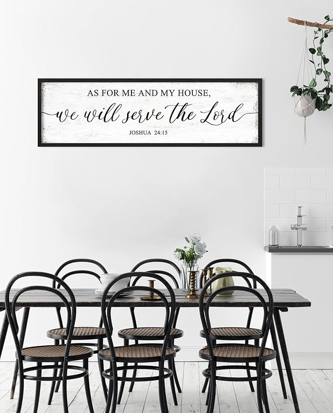 YPY As For Me And My House We Will Serve The Lord Joshua 24 15 Sign: Christian Jesus Wall Art, Bible Verses Scripture Wall Decor, Modern Farmhouse Decorations Signs for Home Living Room 12"×40"
