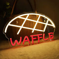 JFLLamp Waffle Neon Signs for Wall Decor Neon Lights for Bedroom Led Business Signs Suitable for Cake Shop Bakery Supermarkets Stores Cookie House 5V Power Adapter, 16.2 * 9 Inch(Warm White + Red)