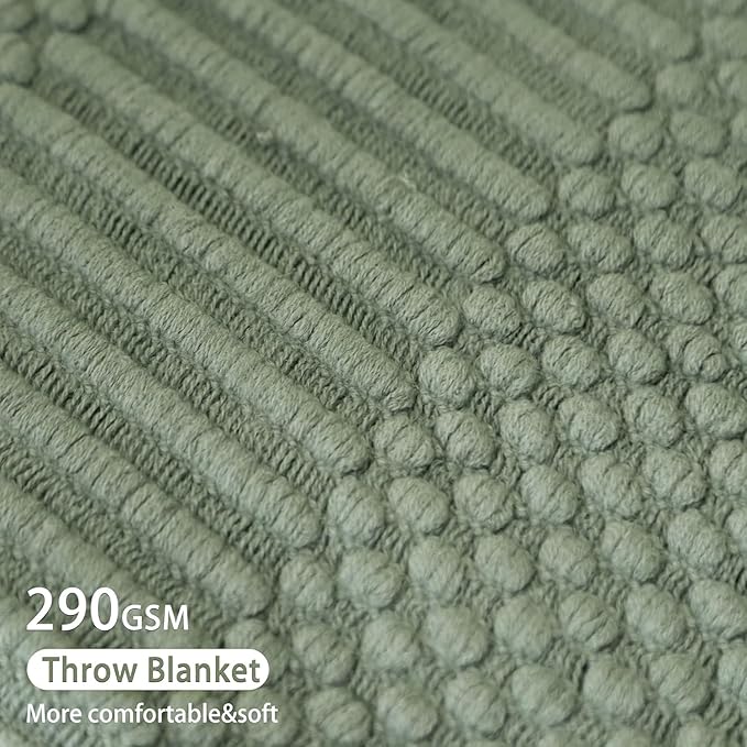 Blagic Knitted Throw Blanket for Couch, Bed and Sofa. Super Soft Blanket with Tassels, Sage Green Throw Blanket, 50 x 60 Inches Lightweight & Cosy Home Decor