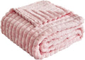 FY FIBER HOUSE Bed Blanket for Couch Soft Warm Fuzzy King Size Blankets for Sofa All Season Use, 108x90 Inches, Pink