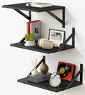 Forbena 12 Inch Deep Floating Shelves for Wall, Wide Black Wall Mounted Shelves for Bedroom Office Books Plants, Large Hanging Shelf for Living Room Bathroom Kitchen Closet Pantry Storage (3-Pack)