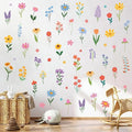 Spring Flower Wall Stickers, 8 Sheets Wildflower Wall Decals Peel and Stick Floral Wall Decor for Girls Bedroom Nursery Spring Room Decorations 90 Pcs