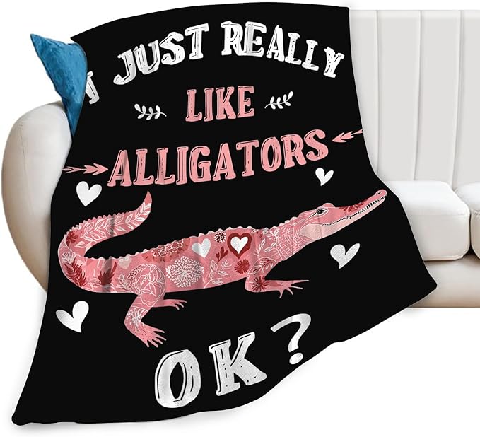Crocodile Blanket for Girls Women Boys Men Adults Kids Soft Cozy Fleece Reptiles Alligator Throw Blankets Gifts Warm Flannel Plush Lightweight Decor for Couch Bed Sofa 50"X40"