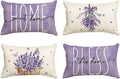 AVOIN colorlife Lavender Bless This Home Spring Throw Pillow Covers, 12 x 20 Inch Purple Cushion Case for Sofa Couch Set of 4