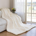 Chunky Knit Blanket - Luxury Soft Cozy 60 * 80 Throw Blanket,100% Woven Blanket Rope Knot Throw Blanket for Couch, Sofa, Home Decor, Gift - Machine Washable (Ivory White, 60 * 80)