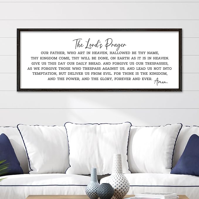 The Lords Our Father Prayer Wall Decor Bible Verse Sign 40"×15" Christian Scripture Large Wood Framed Do It Anyway Wall Hanging Art (Black)