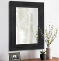 Black Rectangular Vintage Rustic Wood Framed Large Mirror - Deco Farmhouse Living Room Bathroom Bedroom Entrance - 26" x 18"