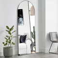 OLIXIS Arched Full Length Mirror 59"x16.3" for Bedroom, Full Body Mirror with Stand, Hanging or Leaning for Wall, Aluminum Alloy Thin Frame Floor Standing for Living Room, Long, Black