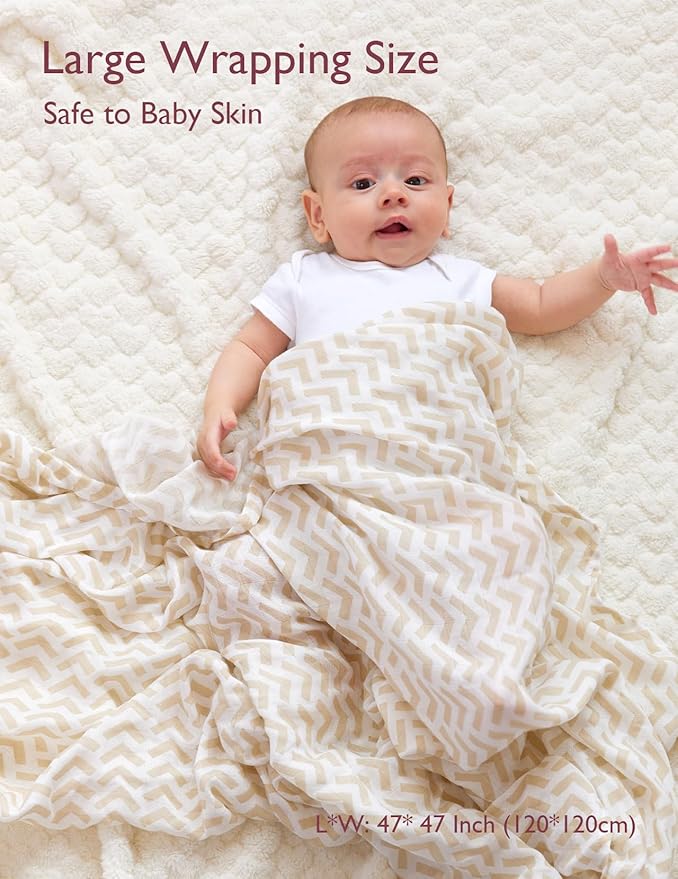 Momcozy Muslin Swaddle Blankets, 4-Pack Breathable and Skin-Friendly Receiving Blankets, Best Wishes Swaddle Blanket Shower Gifts & Baby Registry Essentials, Large 47"x47", Stellar Orbit
