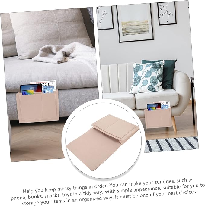 Healifty Bed Storage Bag Hang Bag for Dormitory Felt Bedside Storage Pocket Multi-function Hanging Holder for Phone Books Chargers