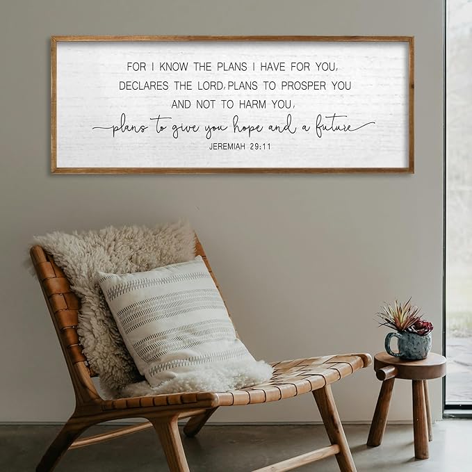 TQianJiang Jeremiah 29:11 Wall Art Bible Verse 40"x15" For I Know The Plans I Have For You Sign Large Christian Scripture Blessing Hanging Decoration (Wood
