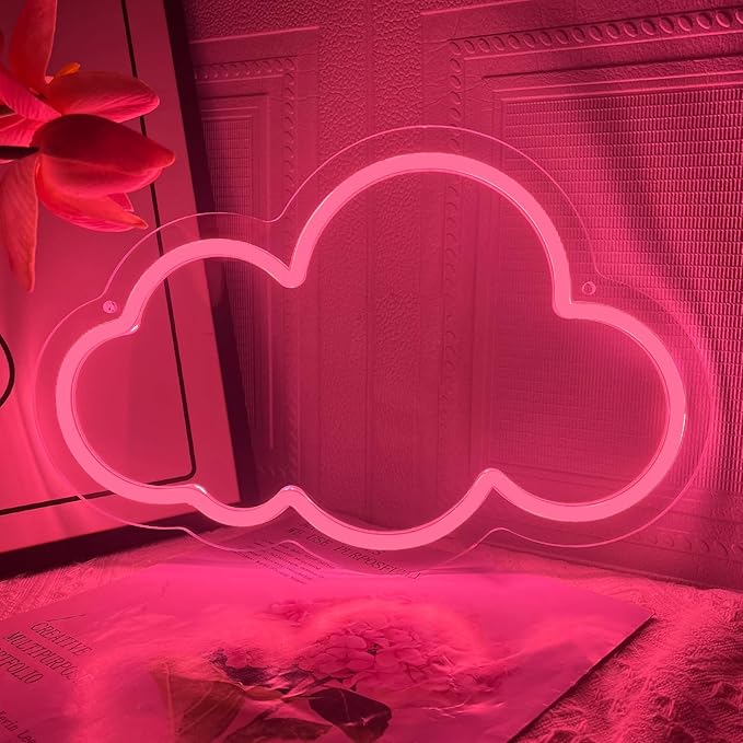 Cloud Neon Sign Cute White Clouds LED Light Sign for Wall,Dimmable USB Floating Clouds Light Up Sign for Living Room Kid Bedroom Nursery Birthday Christmas Wedding Party decor (Pink)