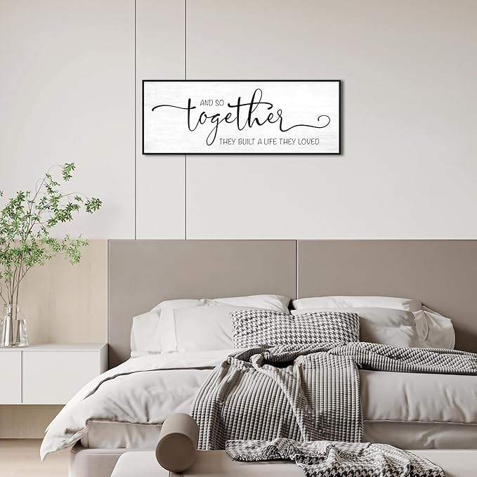 YPY And So Together They Built A Life They Loved Wall Decor 40''x15'' Couples Master Bedroom Over The Bed Wall Decor Sign Pictures Large Bedroom Wall Art Above Bed Farmhouse Quotes