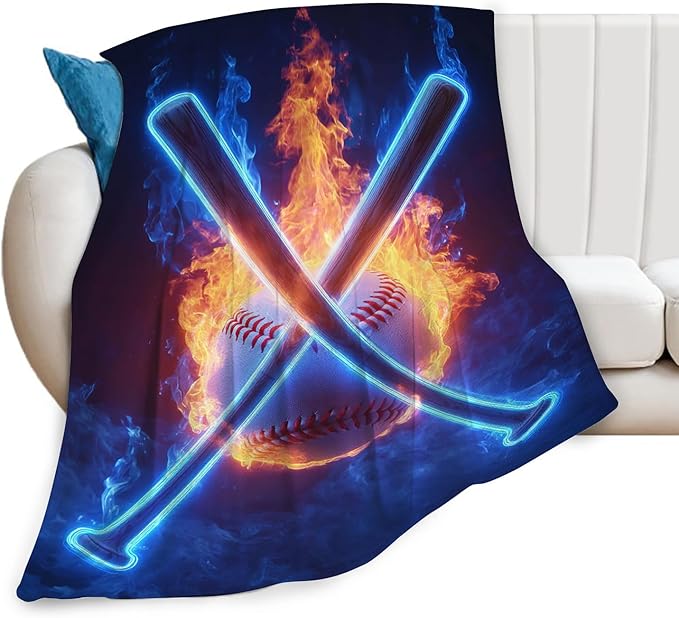 Baseball Blanket for Girls Women Boys Men Adults Kids Soft Cozy Fleece Sports Throw Blankets Gifts Warm Flannel Plush Lightweight Decor for Couch Bed Sofa 80"X60"