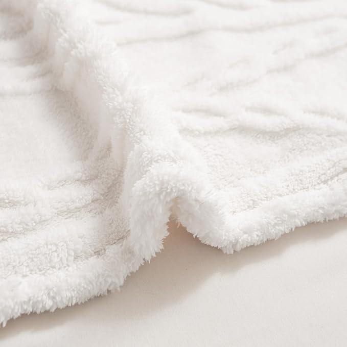 YUSOKI Queen Size Blanket Single Layer,Weight(4.4lb),370GMS-3D Stylish Design for Gift Home Decor (Ivory,90"x90")