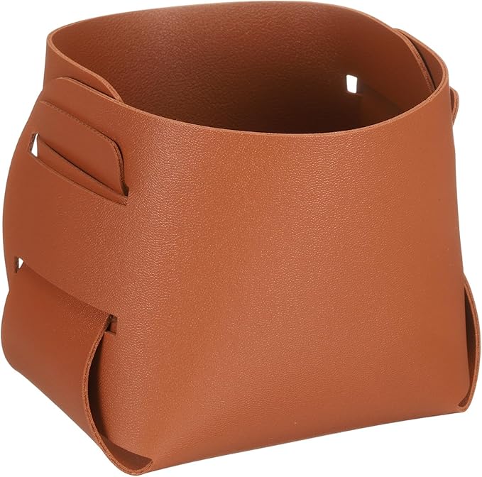 uxcell Valet Tray Organizer, PU Leather Desktop Storage Organizer Box Tray Entryway Table Bedside Nightstand Catchall Vanity Tray for Jewelry Key Coin Watch Wallet (Light Brown)