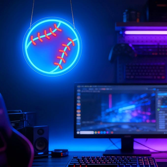Baseball Neon Signs for Wall Decor, Sport Led Neon Light Sign for Room Bedroom Man Cave Shop Decor, Unique Gifts for Kids Men & Boys 8-12, College Dorm Baseball Fans Accessories