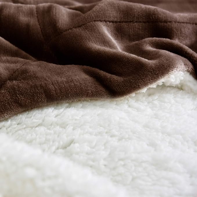 NANPIPER Sherpa Blanket Twin Thick Warm Throw for Winter Bed Super Soft Fuzzy Flannel Fleece/Wool Like Reversible Velvet Plush Blankets (Brown Twin Size 60"x80")