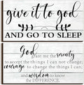 Chunful 2 Pcs Give It to God and Go to Sleep Sign Above Bed Wall Decor Serenity Prayer Sign Prayer Wall Art Rustic Farmhouse Vintage Bedroom Decor for Home(Simple Style)