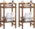 Side Table End Table Tall Night Stand 3-Tier 2 Pack for Living Room Bedroom Bathroom Office Furniture Brown