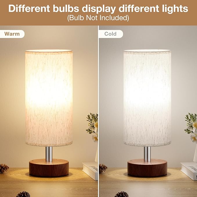 Small Table Lamp for Bedroom Set of 2 - Bedside Lamps for Night Stands, Minimalist Nightstand Light Lamp, Desk Lamps for Reading Room, Kids Room, Living Room, Office, Dorm
