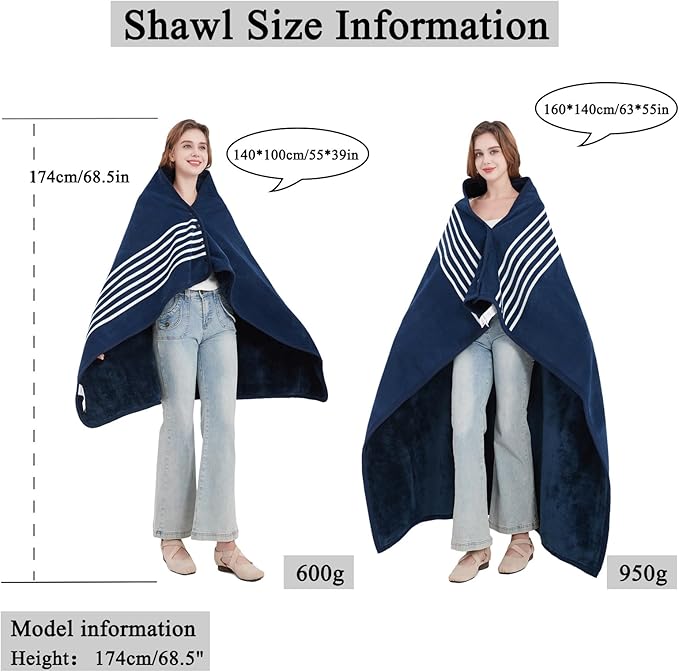 forestfish Fleece Wearable Blanket Plus Size, Comfy Lightweight Lap Blanket Poncho Throw With Buttons, 63“x 55”(Blue)