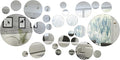 32 Pieces Removable Acrylic Mirror Setting Wall Sticker Decal for Home Living Room Bedroom Decor (Round Circle, 32 Pieces)