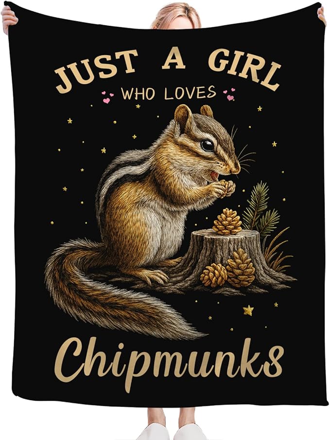 Chipmunk Blanket for Girls Women Boys Men Adults Kids Soft Cozy Fleece Tamias Squirrel Throw Blankets Gifts Warm Flannel Plush Lightweight Decor for Couch Bed Sofa 60"X50"