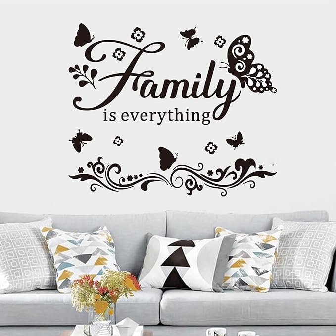 Motivational Home Wall Decals for Bedroom: Family Inspirational Quotes Vinyl Art Wall Stickers for Living Room Kitchen Apartment Bathroom - Family is Everything 24" X 20"