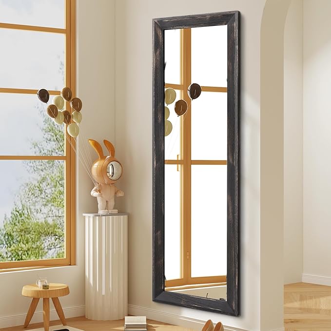 AAZZKANG Rectangular Mirror Full Length Wooden Frame Retro Large Wall Hanging Mirrors 65"x22" for Bedroom Living Room Bathroom Dressing Room Hallway