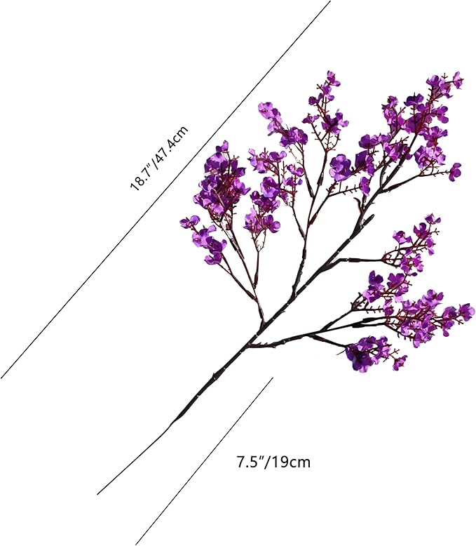 Mandy's Purple Artificial Baby’s Breath Flowers 6 Bundles Silk Gypsophila, 18.5 Inch European Style Modern Home Decor Centerpiece, Neutral Wedding Flower Arrangements
