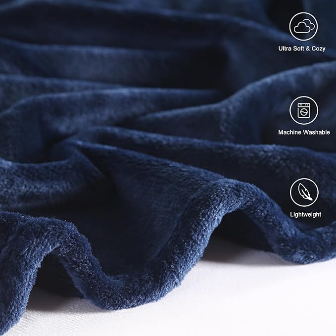 TASTHROW Navy Throw Blanket 50x60 Inches, Soft Plush Cozy Fleece Flannel Throw Blanket, Lightweight Warm Throws for Bed, Couch, Bedroom and Living Room, All Seasons