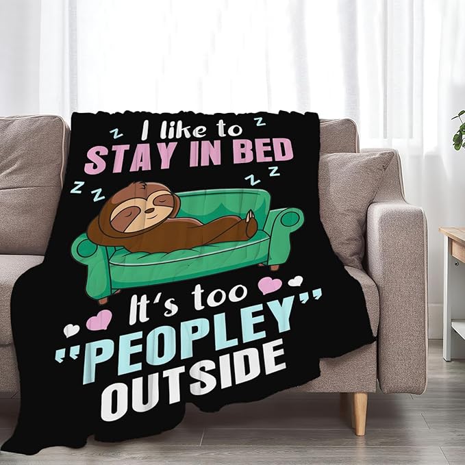 Funny Sloth Throw Blanket Sloth Gifts for Girls Boys Women Men Kids Adults Soft Flannel Fleece Blanket for Couch Sofa Bed Home Decor 50"x60"