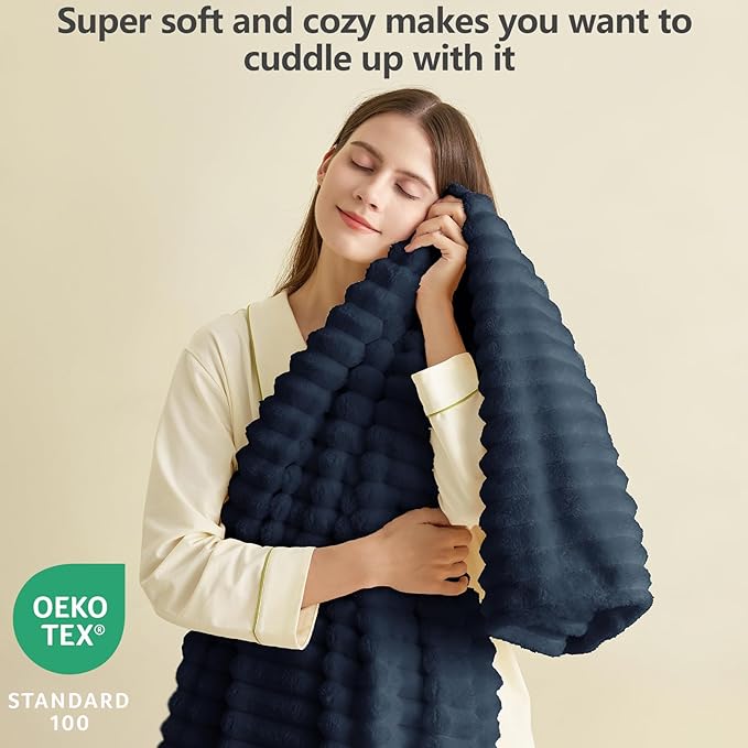 Soft Navy Blue Throw Blanket for Couch - 300GSM Cozy Fleece Blanket for Men, Cute Lightweight Blankets Birthday Gifts for Her Him, Valentines Spring Home Room Decor, Navy Blue, 50x60 Inches
